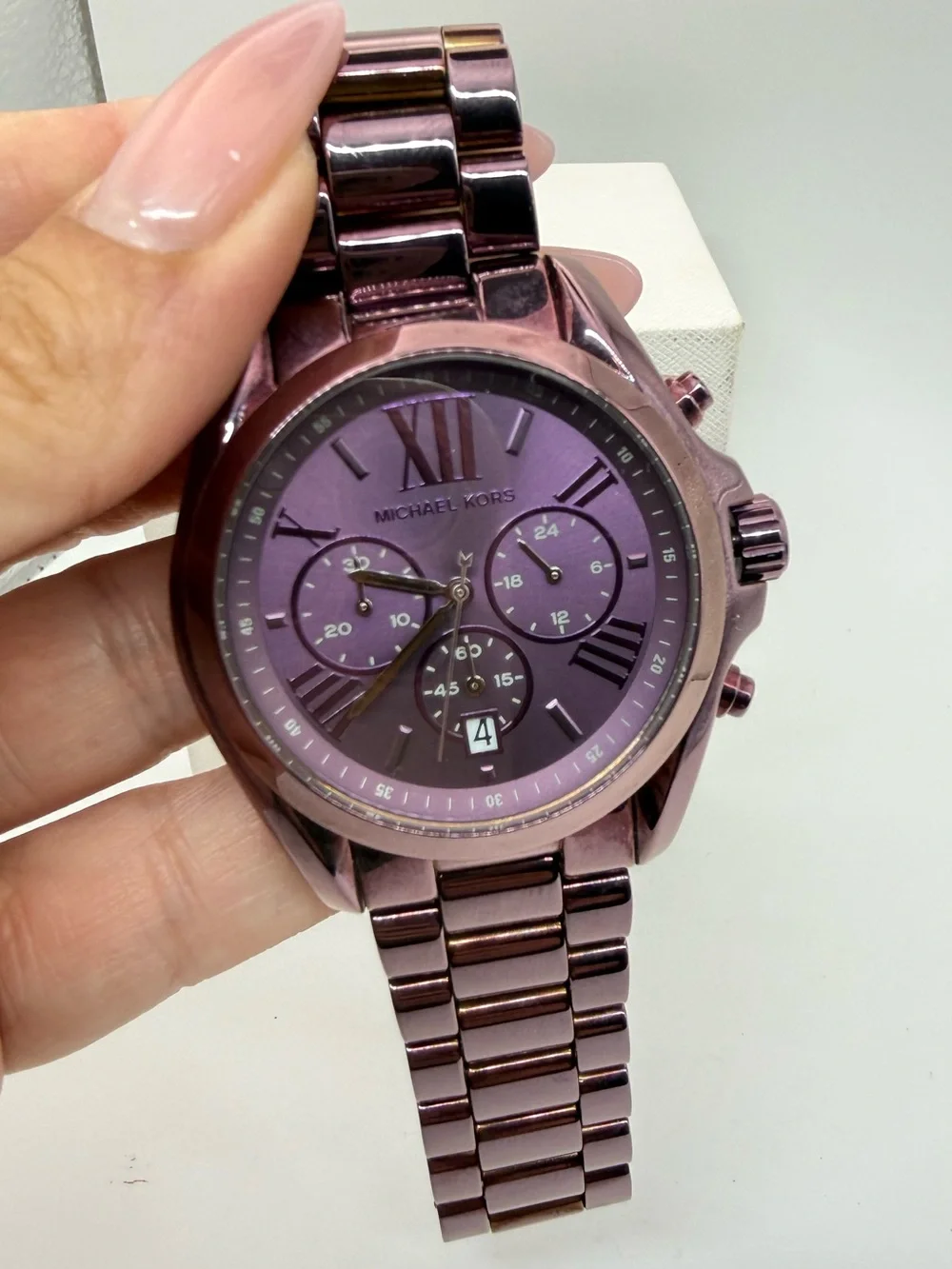 Michael Kors MK6721 Bradshaw Purple Chronograph Watch Box Extra Links